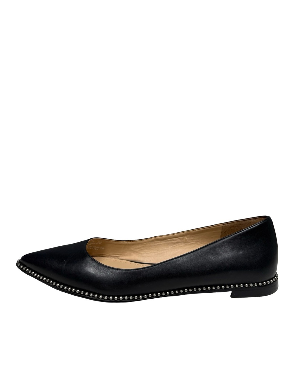 Coach Viviana Beadchain Women 6.5 Black Leather Pointed Toe Skimmer Ballet Flats - Picture 6 of 14